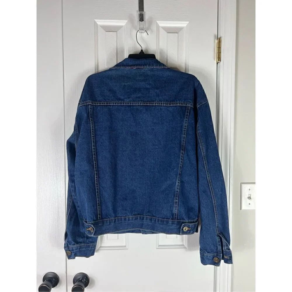 Liquor n Poker Mens Denim Patchwork Jean Jacket Size L